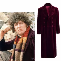 Doctor Who Fourth 4th Doctor Coat Double Breasted Velvet Cosplay Costume For Sale