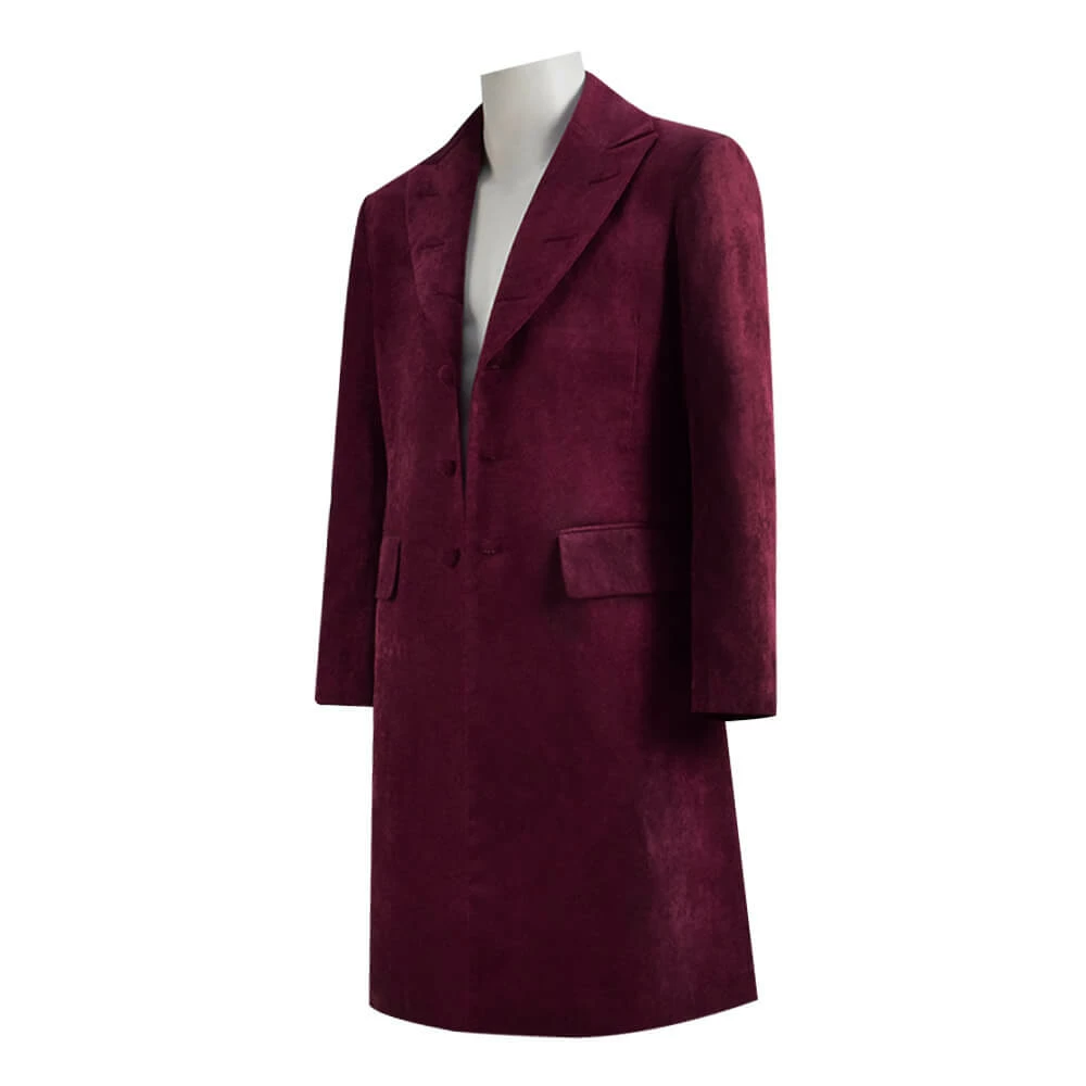Dr. Fourth 4th Doctor Velvet Trench Coat Burgundy Cosplay Costume 3 Dr. Fourth 4th Doctor Velvet Trench Coat Burgundy Cosplay Costume - Image 3