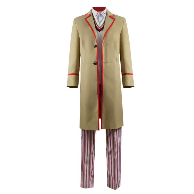 Doctor Who Fifth 5th Doctor Cospaly Costume Beige Coat Full Set Outfit 2 Doctor Who Fifth 5th Doctor Cospaly Costume Beige Coat Full Set Outfit - Image 2
