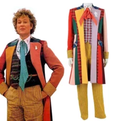 Doctor Who Sixth 6th Doctor Colorful Lattice Jacket Coat Suit Cosplay Costume