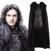 Game Of Thrones 5 Jon Snow Costume Black PU Jacket Full Outfits Mens Halloween Cosplay