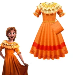 Kids Encanto Pepa Madrigal Cosplay Dress Girls Encanto Pepa Costumes Halloween Dress Up