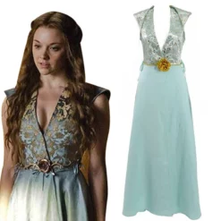 Game Of Thrones Queen Margaery Tyrell Cosplay Blue Dress Costume