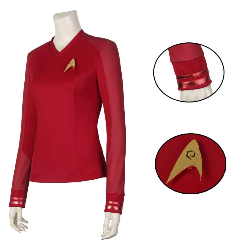 Star Trek Strange New Worlds Red Uniform Shirt Cosplay Costume ACcosplay 1 Star Trek Strange New Worlds Red Uniform Shirt Cosplay Costume ACcosplay