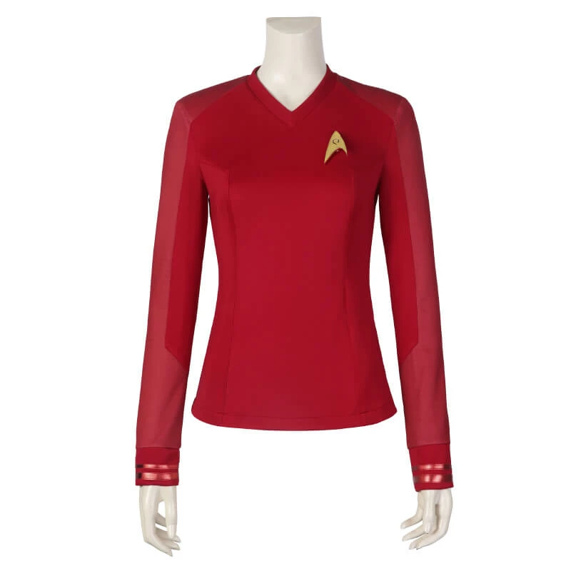 Star Trek Strange New Worlds Red Uniform Shirt Cosplay Costume ACcosplay 2 Star Trek Strange New Worlds Red Uniform Shirt Cosplay Costume ACcosplay - Image 2