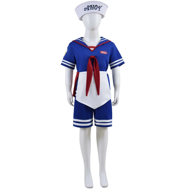 Steve Scoops Ahoy Costume Boys Stranger Things 3 Kids Steve Harrington Cosplay Steve Ice Cream Outfits 2 Steve Scoops Ahoy Costume Boys Stranger Things 3 Kids Steve Harrington Cosplay Steve Ice Cream Outfits - Image 2
