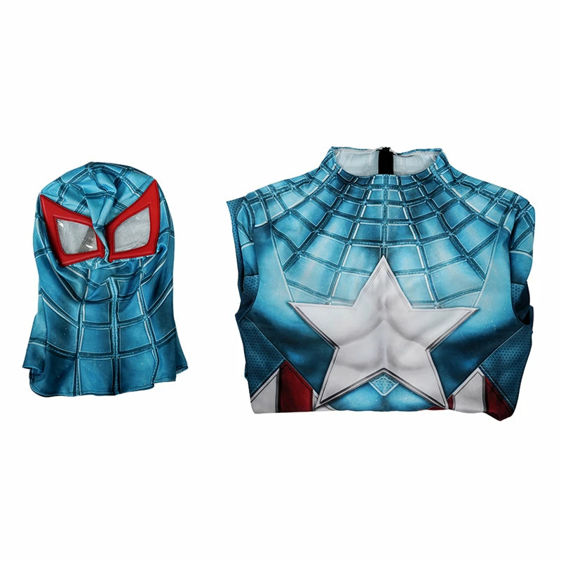 Miles Morales Captain America Spider-Man Cosplay Costume Superhero Spidey Jumpsuit 6 Miles Morales Captain America Spider-Man Cosplay Costume Superhero Spidey Jumpsuit - Image 6