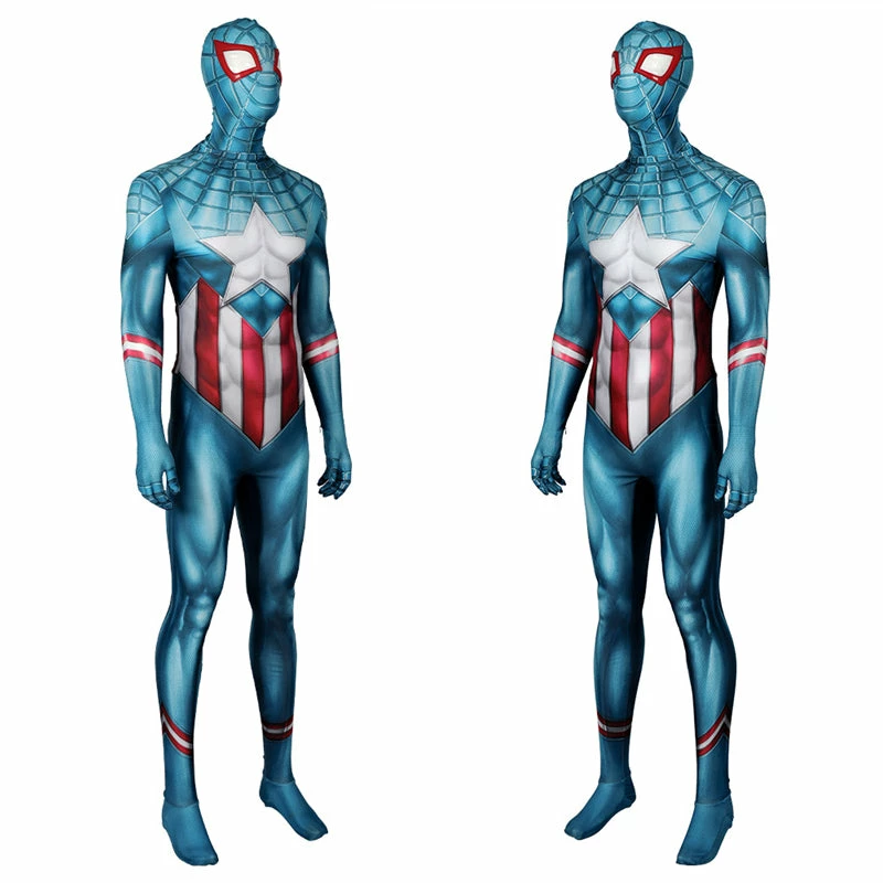 Miles Morales Captain America Spider-Man Cosplay Costume Superhero Spidey Jumpsuit 3 Miles Morales Captain America Spider-Man Cosplay Costume Superhero Spidey Jumpsuit - Image 3