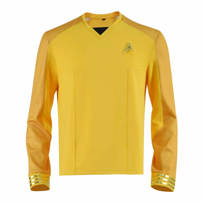 Star Trek: Strange New Worlds Captain Christopher Pike Cosplay Costume Yellow Uniform Shirt 1 Star Trek: Strange New Worlds Captain Christopher Pike Cosplay Costume Yellow Uniform Shirt