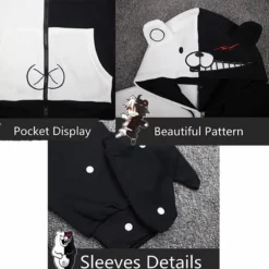 Danganronpa Monokuma Black White Bear Hoodie Jacket -cosplay Sales Shop danganronpa monokuma black white bear hoodie jacket 7