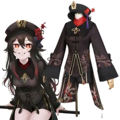 Game Genshin Impact Hu Tao Cosplay Costume Full Set Halloween Outfit