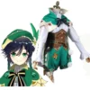 Genshin Impact Cosplay Venti Cosplay Costume Gradient Full Set Green Suit