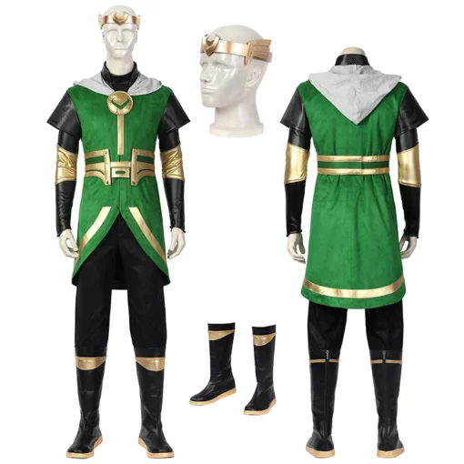Kid Loki Cosplay Costume Superhero Green Suit Halloween Outfit -cosplay Sales Shop kid loki costume1