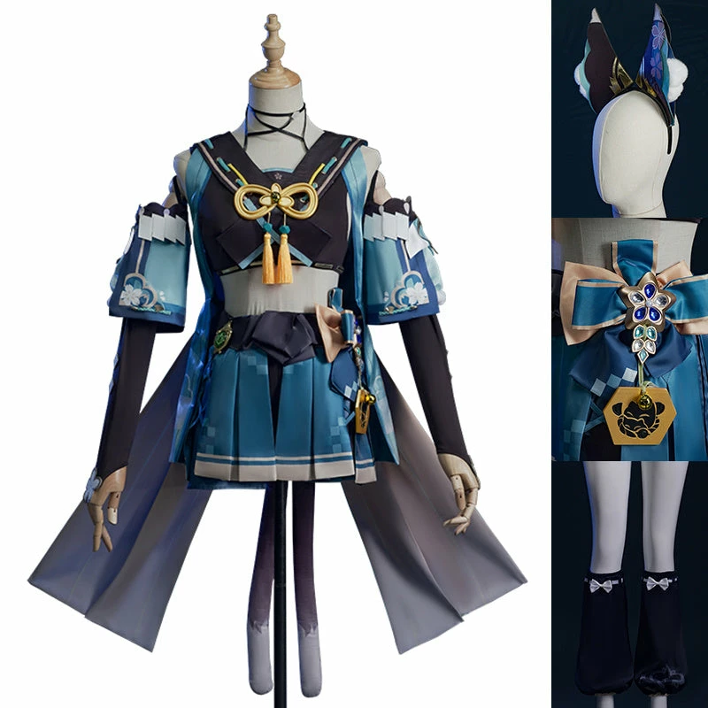 Genshin Impact Kirara Cosplay Costume Nekomata Style Dress Halloween Party Suit 1 Genshin Impact Kirara Cosplay Costume Nekomata Style Dress Halloween Party Suit