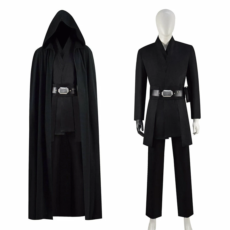 Star Wars Luke Skywalker Cosplay Costume Adult Jedi Luke Black Cloak Cape Outfit 1 Star Wars Luke Skywalker Cosplay Costume Adult Jedi Luke Black Cloak Cape Outfit