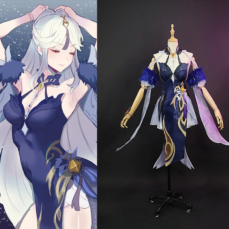 Genshin Impact Cosplay Ningguang Costume Orchids Evening Gown Dress Chinese Qipao 1 Genshin Impact Cosplay Ningguang Costume Orchids Evening Gown Dress Chinese Qipao