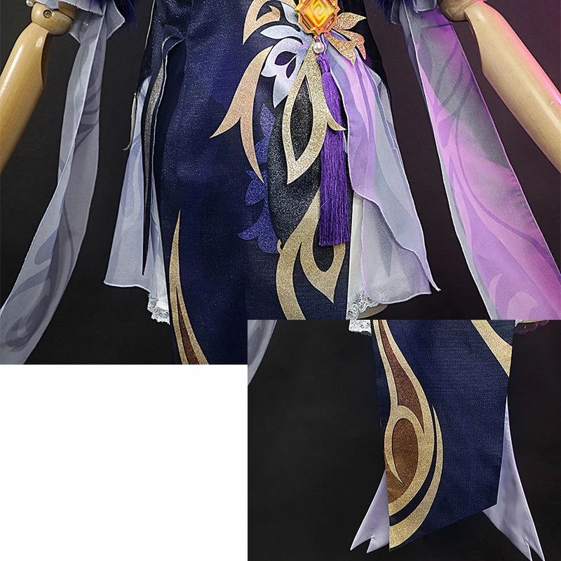 Genshin Impact Cosplay Ningguang Costume Orchids Evening Gown Dress Chinese Qipao 10 Genshin Impact Cosplay Ningguang Costume Orchids Evening Gown Dress Chinese Qipao - Image 10