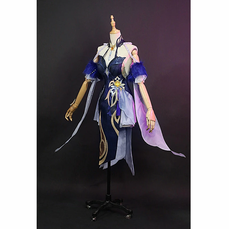 Genshin Impact Cosplay Ningguang Costume Orchids Evening Gown Dress Chinese Qipao 3 Genshin Impact Cosplay Ningguang Costume Orchids Evening Gown Dress Chinese Qipao - Image 3