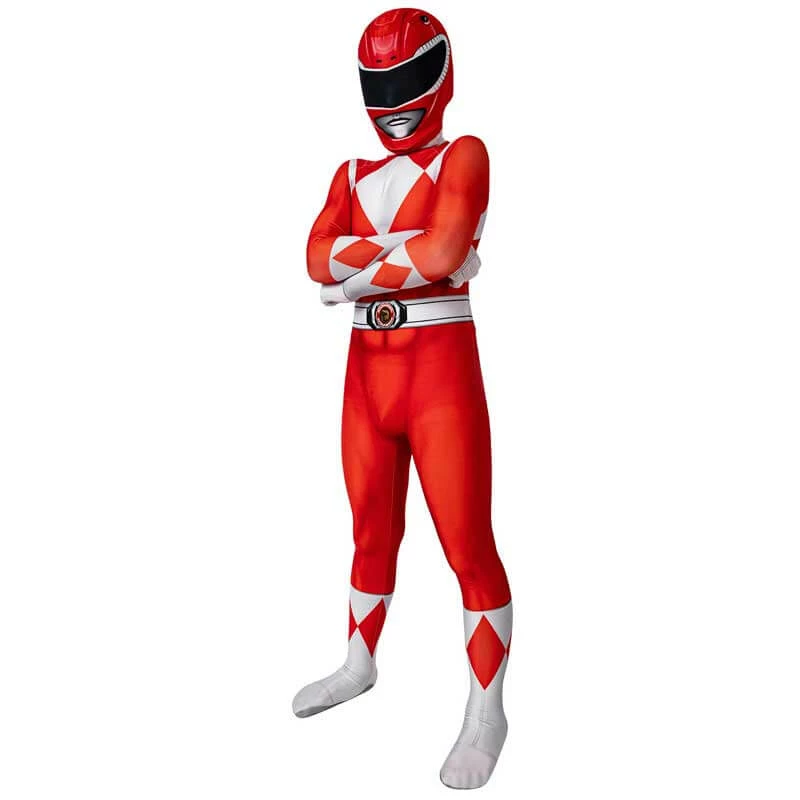 Kids Power Rangers Red Ranger Costume Suit Halloween Cosplay Zentai Jumpsuit 9 Kids Power Rangers Red Ranger Costume Suit Halloween Cosplay Zentai Jumpsuit - Image 9