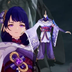 Genshin Impact Cosplay Raiden Shogun Costume Electro Archon Baal Dress Purple Kimono