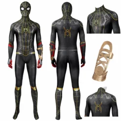 Spider-Man 3 Costume Spiderman No Way Home Peter Parker Cosplay Black Gold Jumpsuit
