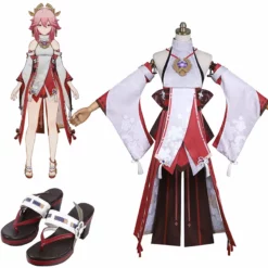 Yae Miko Cosplay Genshin Impact Costume Women Christmas Party Dress With Pink Wig Shoes -cosplay Sales Shop yae miko cosplay12