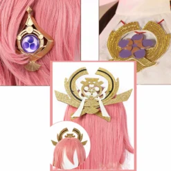 Yae Miko Cosplay Genshin Impact Costume Women Christmas Party Dress With Pink Wig Shoes -cosplay Sales Shop yae miko cosplay13